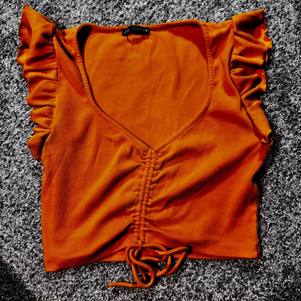 Zara Ruched Cropped Tank Top